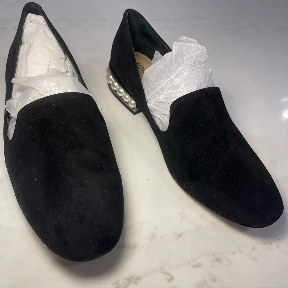 Nine West Black Loafers with Pearl Accent - Picture 4 of 15